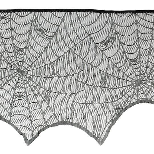 96" Black Spiderweb Lace Mantel Cover by Celebrate It™